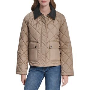Dkny Womens  Quilted Barn Jacket, Tan